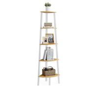 VASAGLE, estantería de esquina, estantería de 5 niveles, con estructura de acero – Dimensiones: 5 niveles (37,2W cm), color roble natural + blanco mate