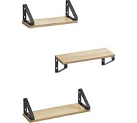 VASAGLE, estantería de pared, flotante, juego de 3 unidades, 2 opciones de montaje, estante de almacenamiento colgante para sala de estar, cocina, oficina, baño