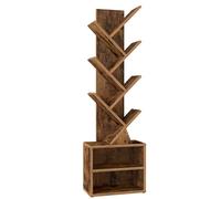 VASAGLE Estantería en Forma de Árbol, de Pie Moderna Autoportante | 38 x 20,3 x 123,2 cm, Dormitorio, Salón, Estudio, Marrón Rústico, Colección CUSTOS LBC607KD01