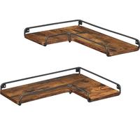 VASAGLE, estantería en forma de L para esquina, juego de 2 unidades, estante de pared, diseño industrial, estanterías para sala de estar, dormitorio, cocina, color marrón vintage y , modelo LLS831B01