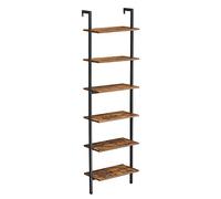 VASAGLE Estantería escalera de 6 niveles, 60 x 30 x 204,8 cm | Librería de escalera, Estilo industrial, para la sala de estar, oficina, Marrón Rústico y Negro, Colección BARNET LLS103B01