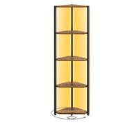 VASAGLE Estantería Esquinera de 5 Niveles, Estantería con Iluminación LED Ajustable, Estantería con Marco de Acero, 24,8 x 48 x 146,6 cm, para Salón, Dormitorio, Estudio, Negro Ébano/Marrón Rústico