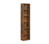 VASAGLE Estantería, estantería con 6 estantes, para Sala de Estar, Estudio, Oficina, Dormitorio, Estilo Industrial, 24 x 40 x 178,5 cm, marrón rústico/ Beige Natural