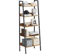 VASAGLE, estantería, estantería escalonada con 5 estantes, estantería abierta, estrecha, ideal para salón, dormitorio, cocina, oficina, estructura de metal, diseño industrial