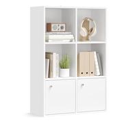 VASAGLE Estantería, Librería de 3 Niveles, Estantería de Almacenamiento Abierto, 29 x 65,8 x 97,8 cm, 2 Compartimentos con Puertas, para Sala de Estar, Estudio, Comedor, Blanco Nube LBC506WB01
