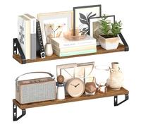 VASAGLE Estanteria Pared, Repisas de Pared, Juego de 2, 40 cm | Baldas Flotantes Pared, para Salón, Baño, Cocina, Marrón Rústico y Negro Mate, Colección COLEX LWS042K01