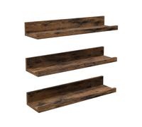VASAGLE - Estantes Colgantes de Pared, Lote de 3, estantes flotantes, Longitud 38 cm, con Bordes Altos, para Marcos de Fotos, decoración, Especias, para, Cocina, salón, Marrón Rústico