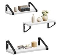 VASAGLE Estantes de Pared, Estantes Flotantes, Juego de 3, 2 Formas de Montaje, 30/35/40 cm, Estantes Decorativos, para Salón, Baño, Cocina, Blanco y Negro LWS033B14