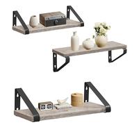 VASAGLE Estantes de Pared, Estantes Flotantes, Juego de 3, 2 Formas de Montaje, 30/35/40 cm, Estantes Decorativos, para Salón, Baño, Cocina, Greige y Negro LWS033B02