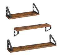 VASAGLE Estantes de Pared, Estantes Flotantes, Juego de 3, 2 Formas de Montaje, 40/50/60 cm, Estantes Decorativos, para Salón, Baño, Cocina, Marrón Rústico y Negro Mate Marrón Rústico y Negro Mate