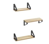 VASAGLE Estantes de Pared, Estantes Flotantes, Juego de 3, 2 Formas de Montaje, Estantes Decorativos, para Salón, Baño, Cocina, Roble y Negro/Marrón Rústico y Negro/Blanco y Negro/Greige y Negro/Negro