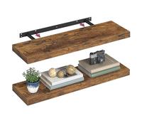 VASAGLE Estantes de Pared, Juego de 2, Estantes Flotantes, 20 x 80 x 3,8 cm, Baldas de Pared para Marcos de Fotos, Decoración, para Salón, Estudio, Cocina, Marrón Rústico LWS28BX-2