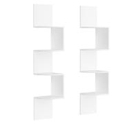VASAGLE Juego de 2, Estantería de Esquina de Montaje en Pared, Estantería Esquinera de 4 Niveles, para Dormitorio, Sala de Estar, Baño, Oficina en Casa, Blanco Nube