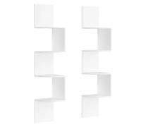 VASAGLE Juego de 2, Estantería de Esquina de Montaje en Pared, Estantería Esquinera de 4 Niveles, para Dormitorio, Sala de Estar, Baño, Oficina en Casa, Blanco Nube