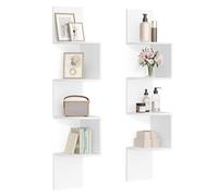 VASAGLE Juego de 2 estanterías angulares, estantes de Pared de 4 estantes, para Dormitorio, salón, baño, Estudio, Maceta, Color Blanco Nube LBC704WB01