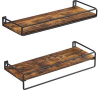 VASAGLE, juego de 2 estanterías de pared, estantes flotantes con barra, repisas para pared, sistema de almacenamiento, para colgar en la pared, ideales para cocina, dormitorio, sala de estar, color vi