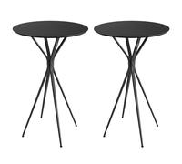 VASAGLE Juego de 2, Mesa de Bar, Redonda, Alta, 60 x 60 x 105 cm | Estructura Metálica, Fácil Montaje, para Cocina, Sala de Estar, Estilo Moderno, Negro Tinta y Negro Mate