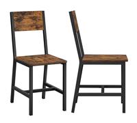 VASAGLE Juego de 2 sillas de Comedor, Estructura de Acero, Industrial, para Comedor, Sala de Estar, Cocina, rústico marrón y Negro rústico marrón y Negro