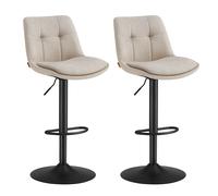 VASAGLE Juego de 2 Taburetes de Bar, Sillas Altas Giratorias Regulables en Altura, Sillas de Cocina con Respaldo y Reposapiés, Comedor, Mostrador, Acero, Blanco Crema/Gris Pizarra