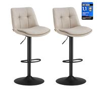 Juego de 2 Taburetes de Bar Regulables en Altura Blanco Crema
