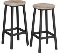 VASAGLE, juego de 2 taburetes de bar, taburetes altos para cocina, estructura de acero resistente, 65 cm de largo, montaje sencillo, estilo industrial, color gris y