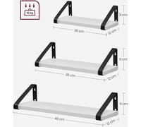 VASAGLE, juego de 3 estanterías de pared, diseño flotante, montaje en pared, estanterías para exhibición, estilo industrial, ideales para salón, baño, cocina, color blanco y
