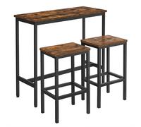 VASAGLE Juego de Mesa y Taburetes de Bar, Mesa de Desayuno con 2 taburetes, Marco de Acero, Industrial, Marrón Rústico y Negro Tinta/Gris Melange y Negro Tinta/Negro Ébano y Negro Tinta Marrón Rústico