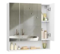 VASAGLE Kailyn Colección - Armario de Baño con Puertas de Espejo, Armario de Pared de Baño, Armario de Pared con Espejo, Estantes Ajustables, 16,5 x 70 x 75 cm, Blanco Nube BBK129W01V1