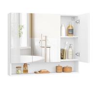 VASAGLE Kailyn Colección - Armario de Baño con Puertas de Espejo, Armario de Pared de Baño, Armario de Pared con Espejo, Estantes Ajustables, 16,5 x 90 x 75 cm, Blanco Nube BBK130W01V1