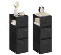 VASAGLE Kailyn Colección - Juego de 2, Mesita de Noche Estrecha, Mesa Auxiliar con 2 Cajones, Encajable a la Izquierda o a la Derecha, Dormitorio, Salón, Negro Ébano LET856B56V1