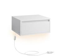 VASAGLE Mesita de noche colgante Kailyn — Luz con 3 pantallas, cajón, 35×40×18 cm, Blanco Nube