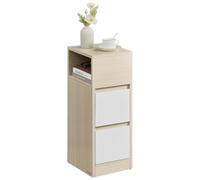 VASAGLE Mesita de noche Kailyn – Juego de 2, 2 cajones, encajable – Beige natural/Blanco nube