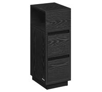 VASAGLE Kailyn Colección - Mesita de Noche Estrecha, Mesa Auxiliar con 2 Cajones y Compartimento Abierto, Encajable a la Izquierda o a la Derecha, Dormitorio, Salón, Negro Ébano LET656B56V1