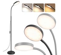 VASAGLE Lámpara de Pie, Altura Ajustable 170 cm, Lámpara Moderna de 15 W con Cabezal Flexible de 360°, Temporizador y Función de Memoria, Botón y Mando a Distancia, Salón, Negro Mate LFL017BD02