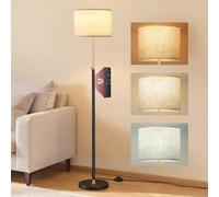 VASAGLE Lámpara de Pie, Lámpara de Lectura Regulable en Altura, 140-170 cm de Altura, Moderna, con Interruptor de Pedal, Pantalla de Tela, Casquillo E27, con control remoto, Dorado + Negro LFL005BD02