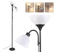 VASAGLE Lámpara de Pie LED de Hierro, sin Bombilla, con Luz de Lectura Ajustable, 38,5 x 23,5 x 176 cm, Negro Mate, para Salón y Oficina, Colección Lusia LFL019B102