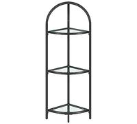 Vasagle LGT811B61 Estantería esquinera de 3 Niveles Estantería para Plantas Estantería de pie Estante de Baño Estante de Vidrio Templado Marco de Acero Moderno para Sala de Estar Cocina Clásico Negro
