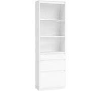 VASAGLE Librería, Armario Alto, 3 Cajones de Diferentes Tamaños, Estantes Ajustables, 180 cm de Altura, para Sala de Estar, Dormitorio, Estudio, Moderno, Ahorro de Espacio, Blanco Nieve Snow white