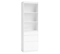 VASAGLE Librería, Armario Alto, Estantes Ajustables, 180 cm de Altura | 3 Cajones de Diferentes Tamaños, para Estudio, Dormitorio, Ahorro de Espacio, Blanco Nieve, Colección KAILYN LBC188W01