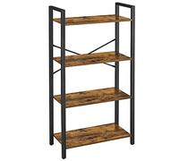 VASAGLE Librería de 4 Niveles, Biblioteca, Estantería para Oficina, Estudio, Sala de Estar, Dormitorio, 30 x 66 x 120 cm, Industrial, Marrón Rústico y Negro Tinta LLS60BX