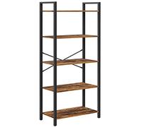 VASAGLE Librería de 5 Niveles, Biblioteca, Estantería para Oficina, Estudio, Sala de Estar, Dormitorio, 30 x 66 x 153 cm, Industrial, Marrón Rústico y Negro Tinta LLS061B01