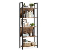 VASAGLE Librería de 5 Niveles, Marco de Acero Estable | Estantería de Almacenamiento, Estilo Industrial, Marrón Rústico y Negro, Colección BARNET LLS025B01
