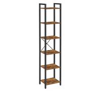 VASAGLE Librería de 6 Niveles, Biblioteca, Estantería para Oficina, Estudio, Sala de Estar, Dormitorio, 30 x 40 x 187,5 cm, Industrial, Marrón Rústico y Negro/Greige y Negro/Negro Ébano y Negro/Olmo G