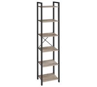 VASAGLE Librería de 6 Niveles, Biblioteca, Estantería para Oficina, Estudio, Sala de Estar, Dormitorio, 30 x 40 x 187,5 cm, Industrial, Marrón Rústico y Negro/Greige y Negro/Negro Ébano y Negro/Olmo P
