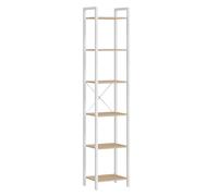 VASAGLE Librería de 6 Niveles, Biblioteca, Estantería para Oficina, Estudio, Sala de Estar, Dormitorio, 30 x 40 x 186 cm, Industrial, Beige Natural y Blanco Mate Beige Natural y Blanco Mate