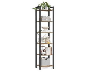 VASAGLE Librería de 6 Niveles, Biblioteca Industrial, 39,6 x 30 x 187 cm | Estantería para Oficina, Estudio, Sala de Estar, Dormitorio, Marrón Trigo y negro mate, Colección BARNET LLS101B48