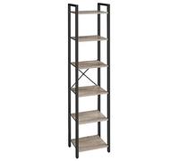 VASAGLE Librería de 6 Niveles, Biblioteca Moderna, 39,6 x 30 x 187 cm | Estantería para Oficina, Estudio, Sala de Estar, Dormitorio, Greige Mélange y negro mate, Colección BARNET LLS101B02