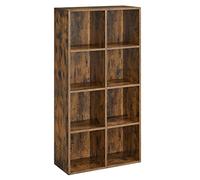 VASAGLE Librería, Estantería Almacenaje, Librería de 8 Compartimientos, para Sala de Estar, Estudio, Oficina, 30 x 65,5 x 129,5 cm, Marrón Rústico LBC024T01