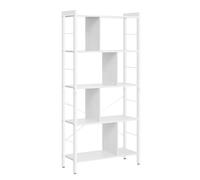 VASAGLE Librería, Estantería de 5 Niveles con Compartimentos | Organizador de Oficina de Estudio, para Salón, Estilo Moderno, Blanco Arce y Blanco Perla, Colección BARNET LBC012W44