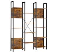 VASAGLE Librería, Estantería de Almacenamiento, con 14 Estantes, Marco de Metal, para Sala de Estar, Estudio, Oficina, Estilo Industrial, 24 x 128 x 166 cm, Marrón Rústico y Negro Tinta Marrón Rústico